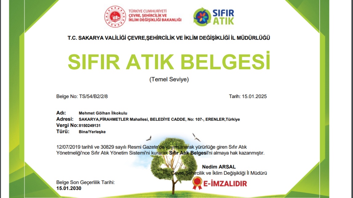 SIFIR ATIK BELGESİ